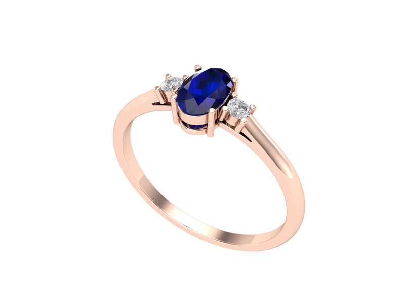 Sapphire Diamond Oval Stacking Ring