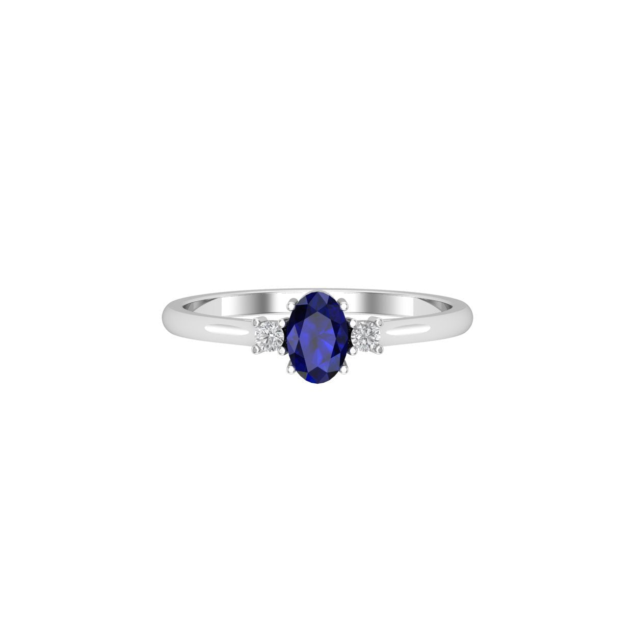 Solid Gold Sapphire Diamond Oval Stacking Ring