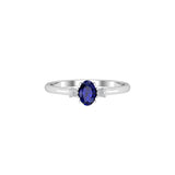 Solid Gold Sapphire Diamond Oval Stacking Ring