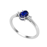 Solid Gold Sapphire Diamond Oval Stacking Ring