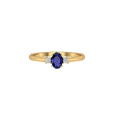 Solid Gold Sapphire Diamond Oval Stacking Ring
