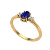 Solid Gold Sapphire Diamond Oval Stacking Ring