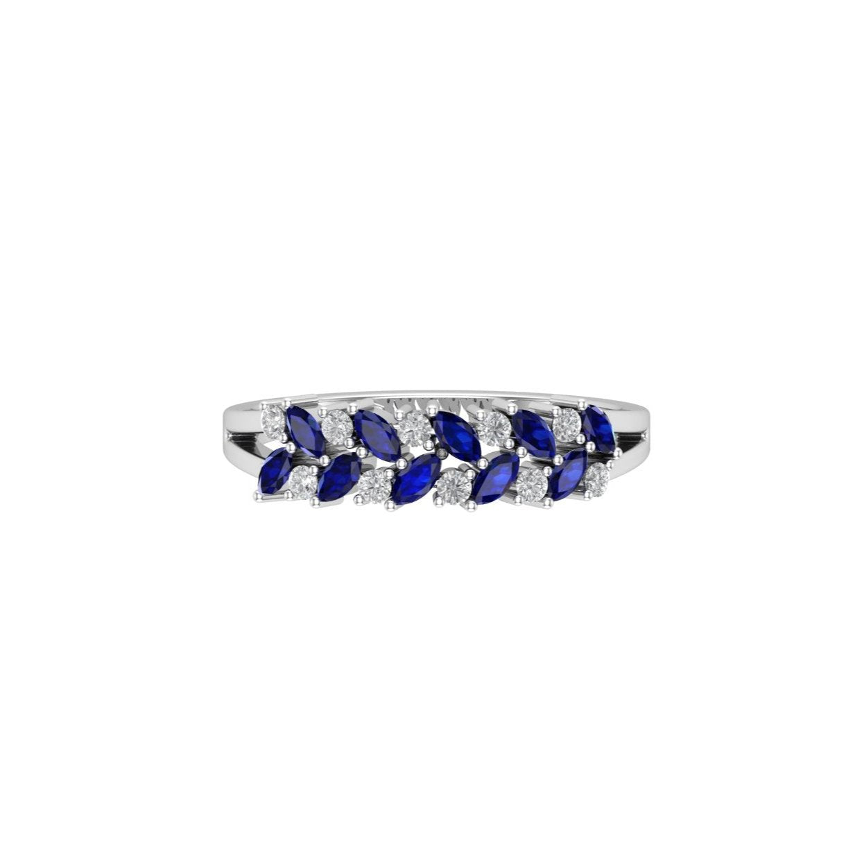 Solid Gold Sapphire Diamond Marquise Ring