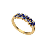 Solid Gold Sapphire Diamond Marquise Ring