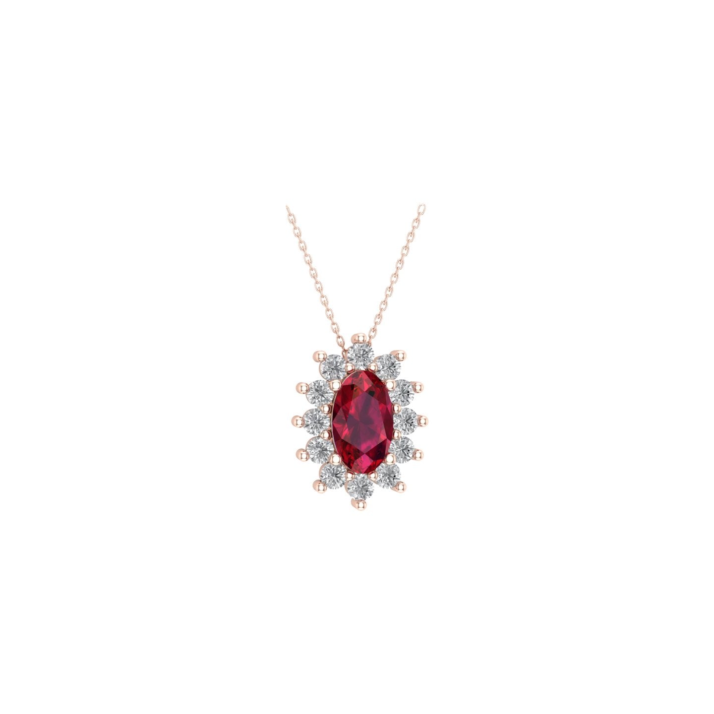 Solid Gold Ruby and Diamond Statement Necklace