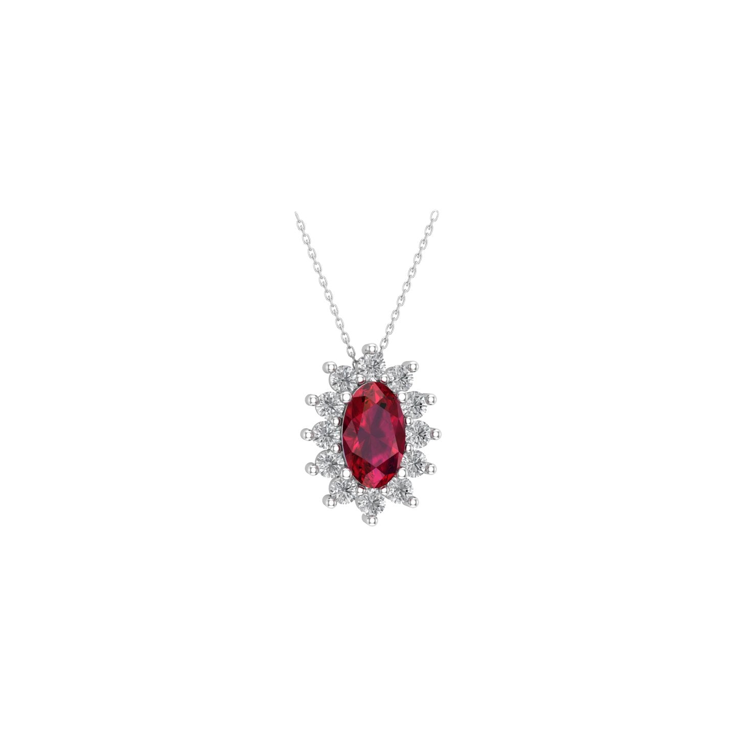 Solid Gold Ruby and Diamond Statement Necklace