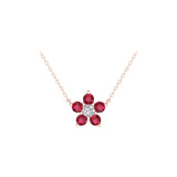 Solid Gold Ruby Cluster Charm Necklace