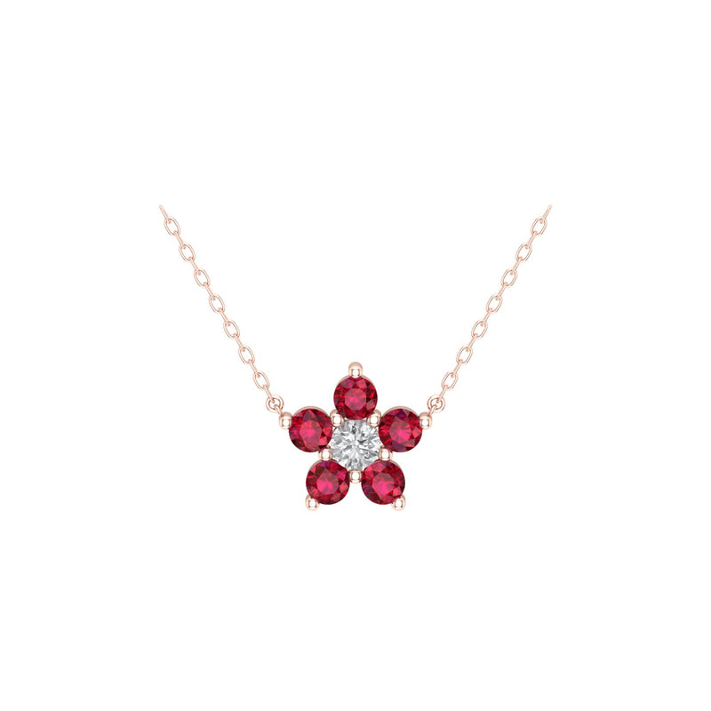 Ruby Cluster Charm Necklace