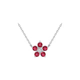 Solid Gold Ruby Cluster Charm Necklace