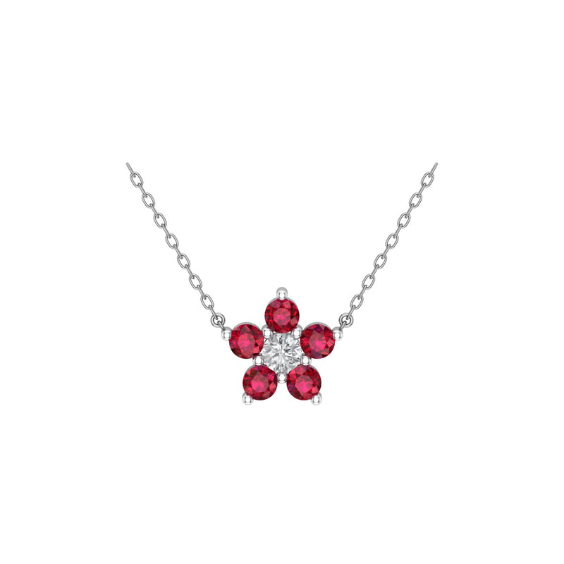 Ruby Cluster Charm Necklace