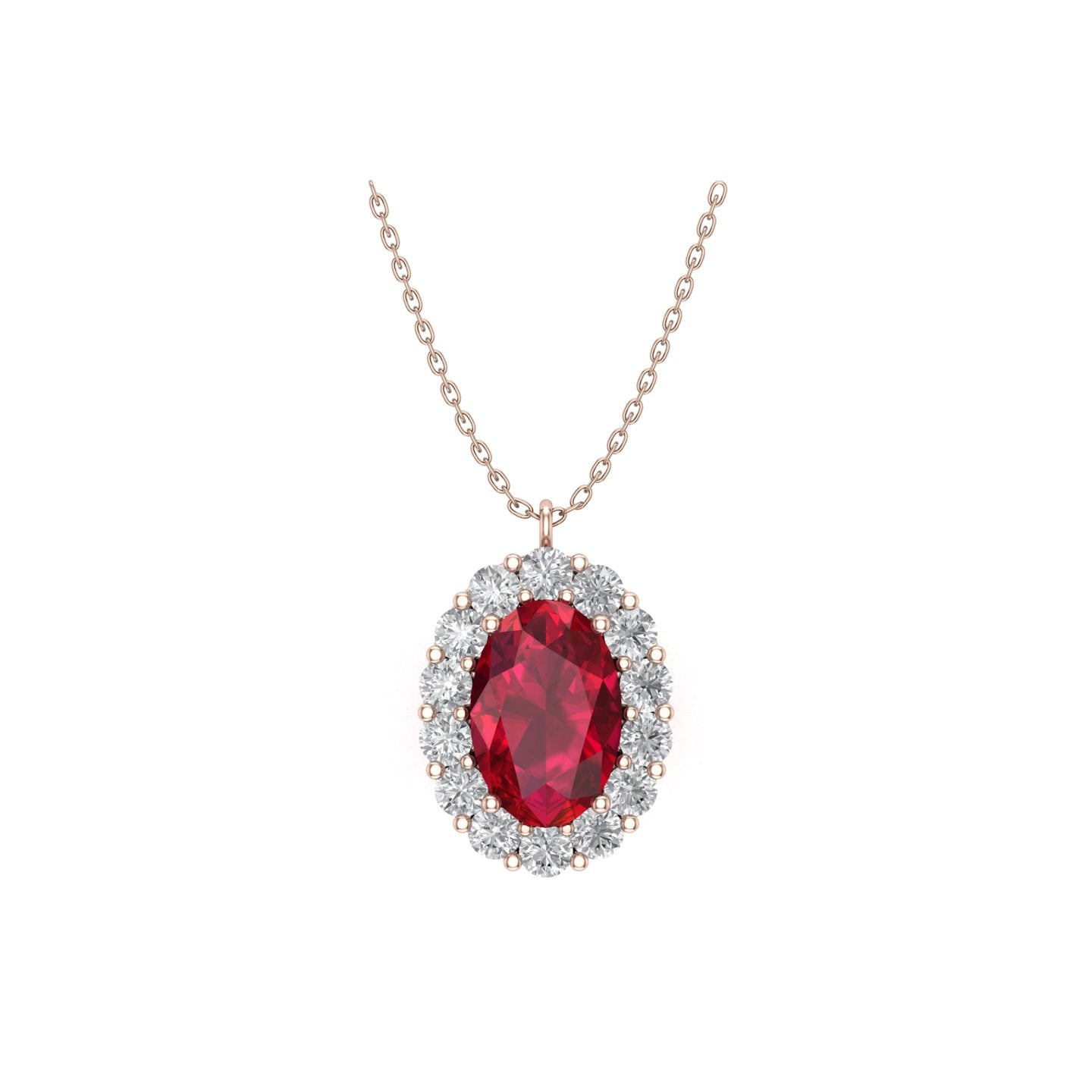 Solid Gold Diamond and Ruby Statement Necklace