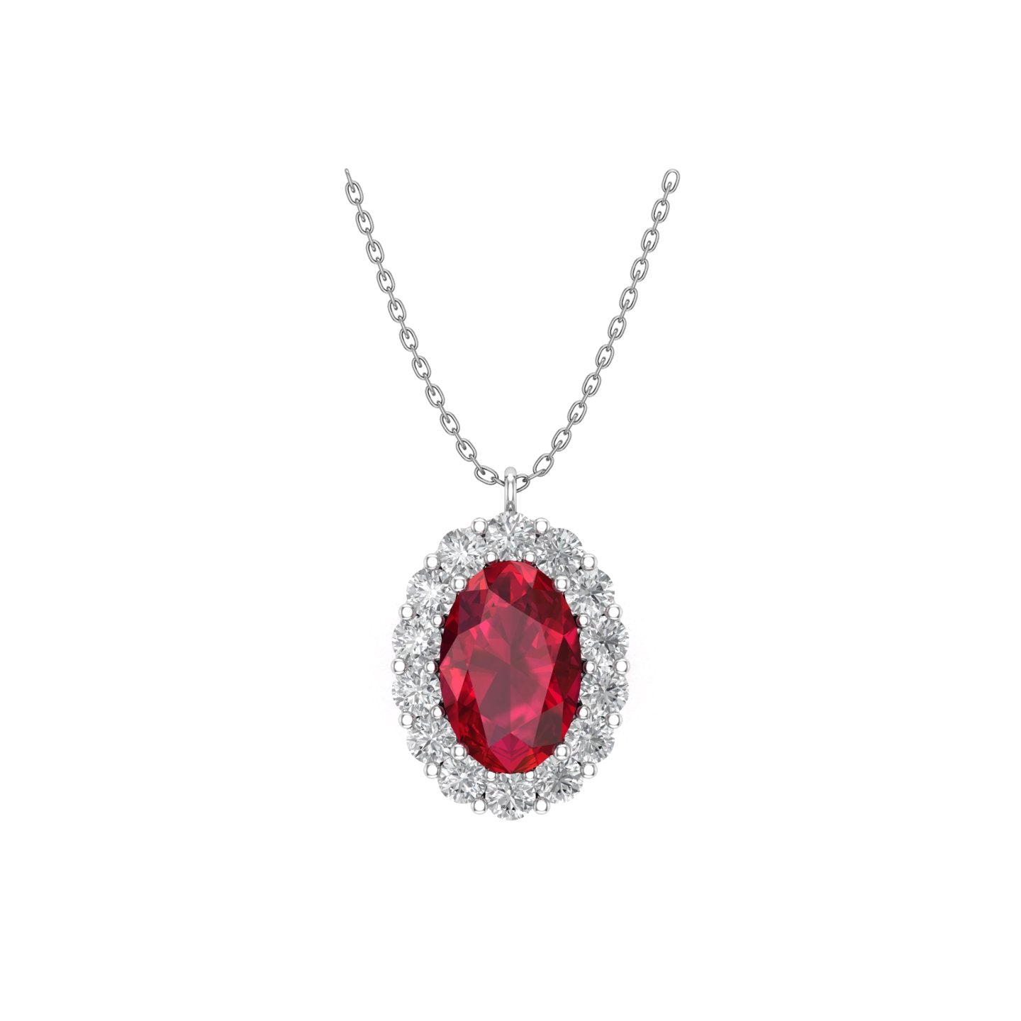 Solid Gold Diamond and Ruby Statement Necklace