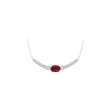 Solid Gold Diamond and Ruby Curved Bar Necklace