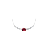 Solid Gold Diamond and Ruby Curved Bar Necklace