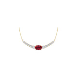 Solid Gold Diamond and Ruby Curved Bar Necklace