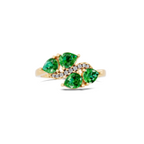 Emerald Pear Cluster Ring