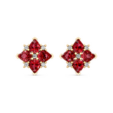 Ruby Flower Cluster Studs