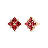 Ruby Flower Cluster Studs