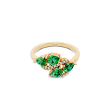 Emerald Pear Cluster Ring