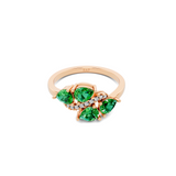 Emerald Pear Cluster Ring