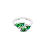 Emerald Pear Cluster Ring
