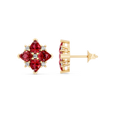 Ruby Flower Cluster Studs