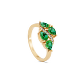 Emerald Pear Cluster Ring