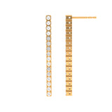 Solid Gold Diamond Long Strip Earrings
