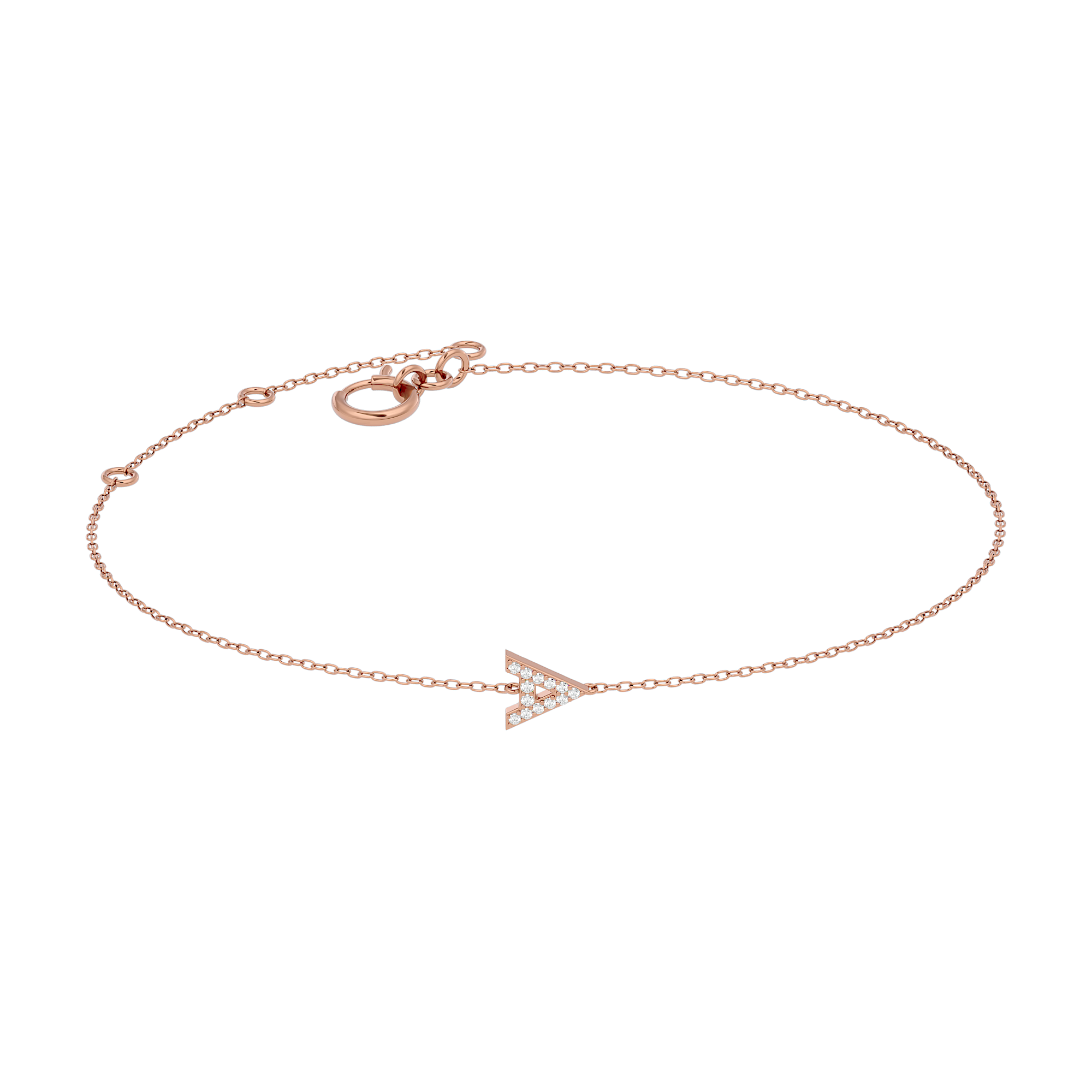 Solid Gold Diamond Initial Bracelet
