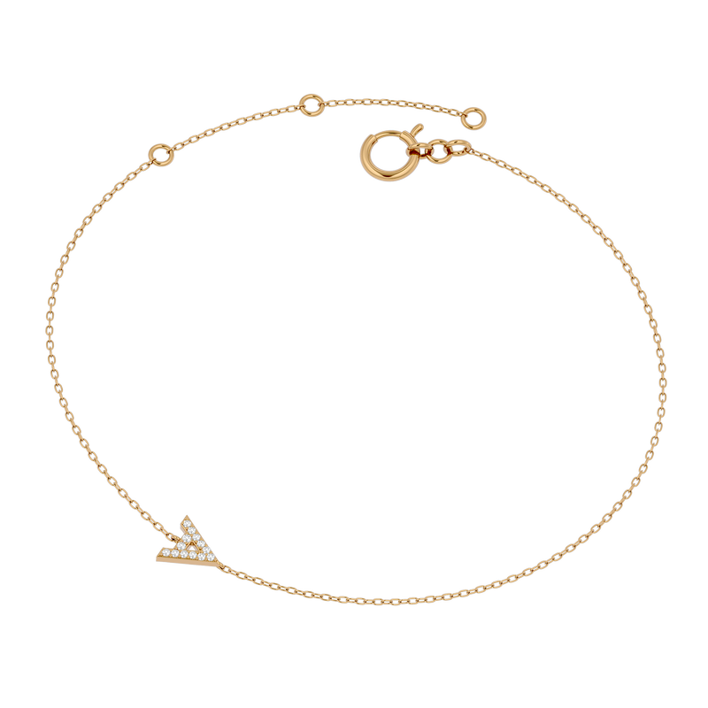 Solid Gold Diamond Initial Bracelet