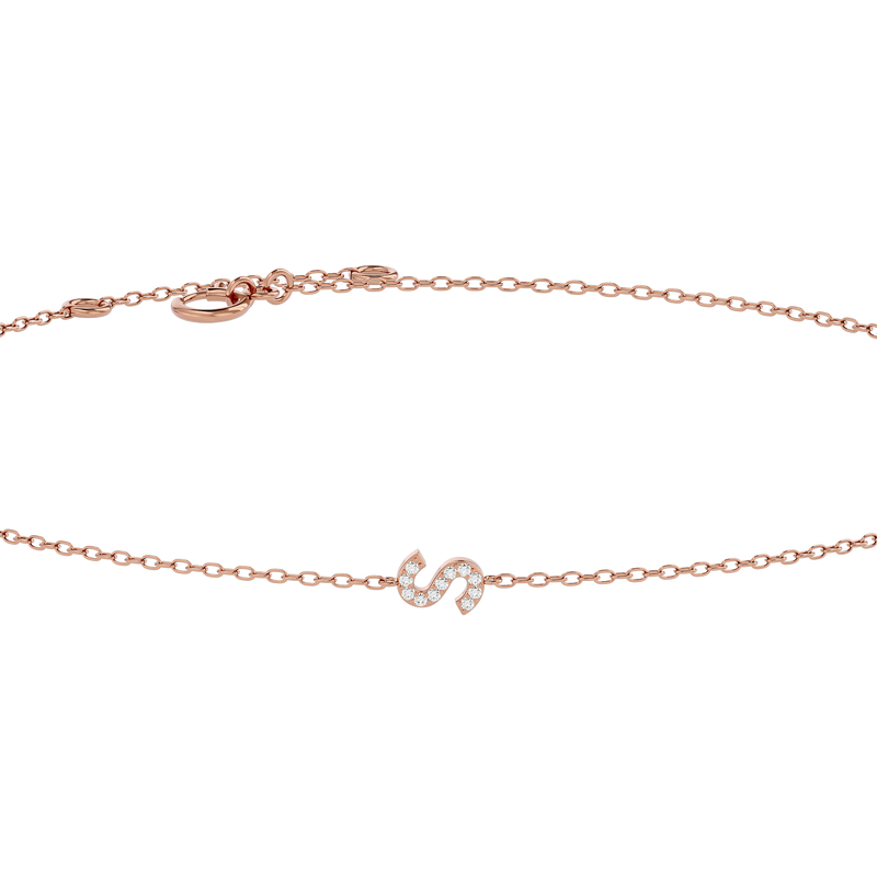 Solid Gold Diamond Initial Bracelet