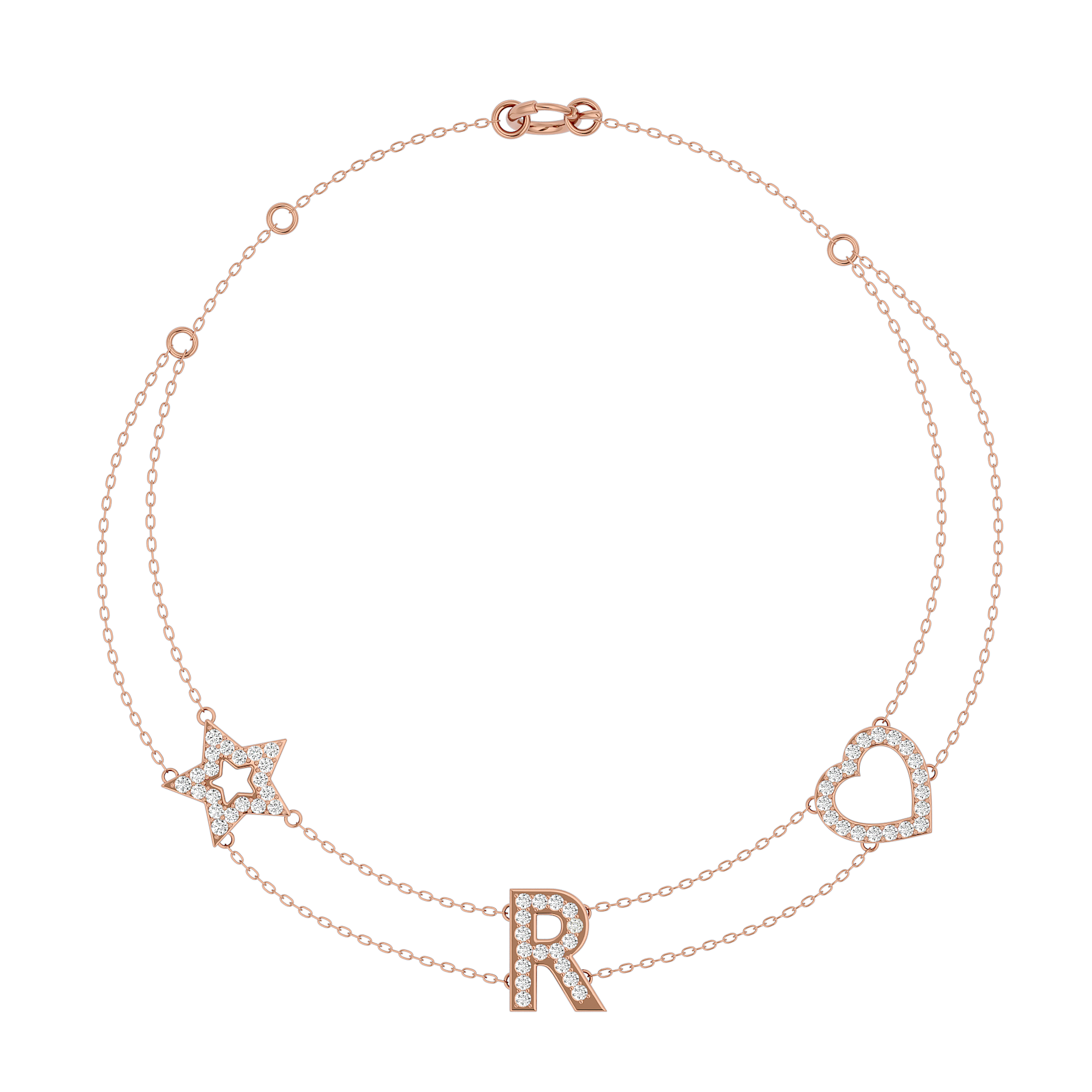 Solid Gold Diamond Personalized Bracelet