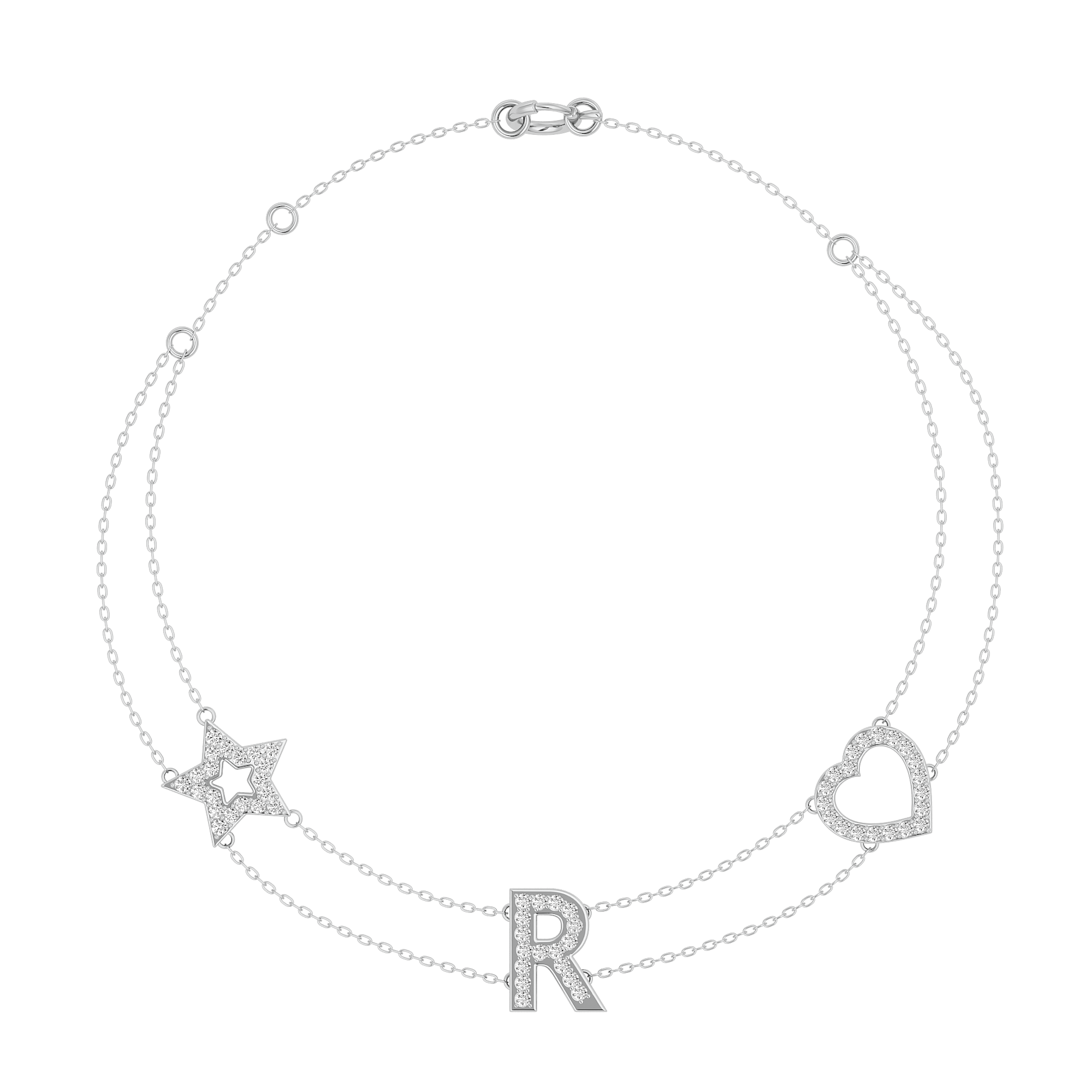 Solid Gold Diamond Personalized Bracelet