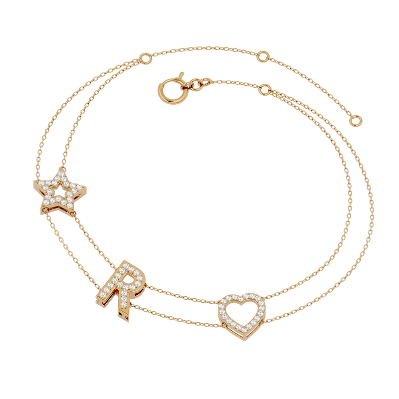 Solid Gold Diamond Personalized Bracelet