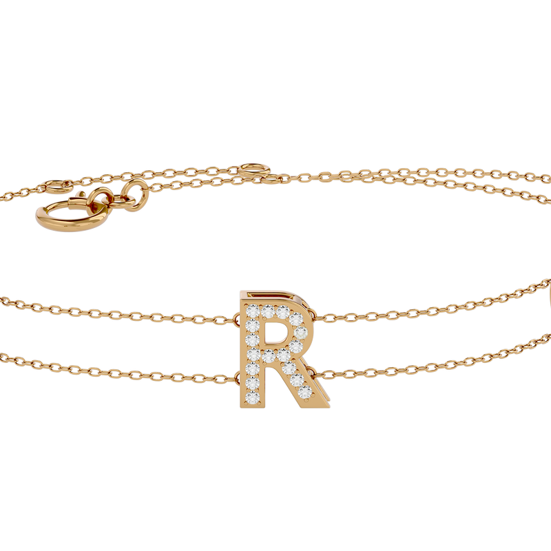 Solid Gold Diamond Personalized Bracelet