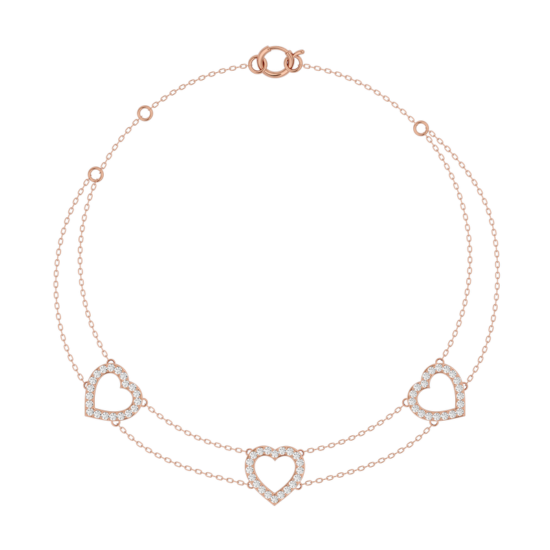 Diamond 3 Heart Bracelet