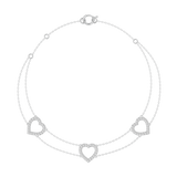 Solid Gold Diamond 3 Heart Bracelet
