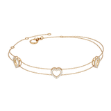 Solid Gold Diamond 3 Heart Bracelet