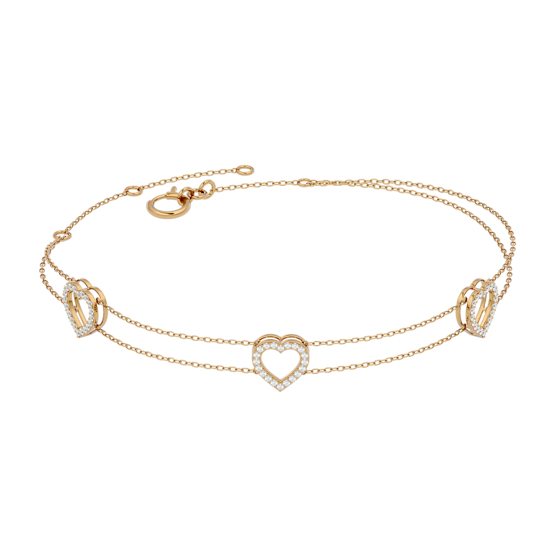 Diamond 3 Heart Bracelet