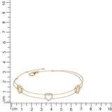 Solid Gold Diamond 3 Heart Bracelet