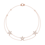 Solid Gold Diamond 3 Star Bracelet