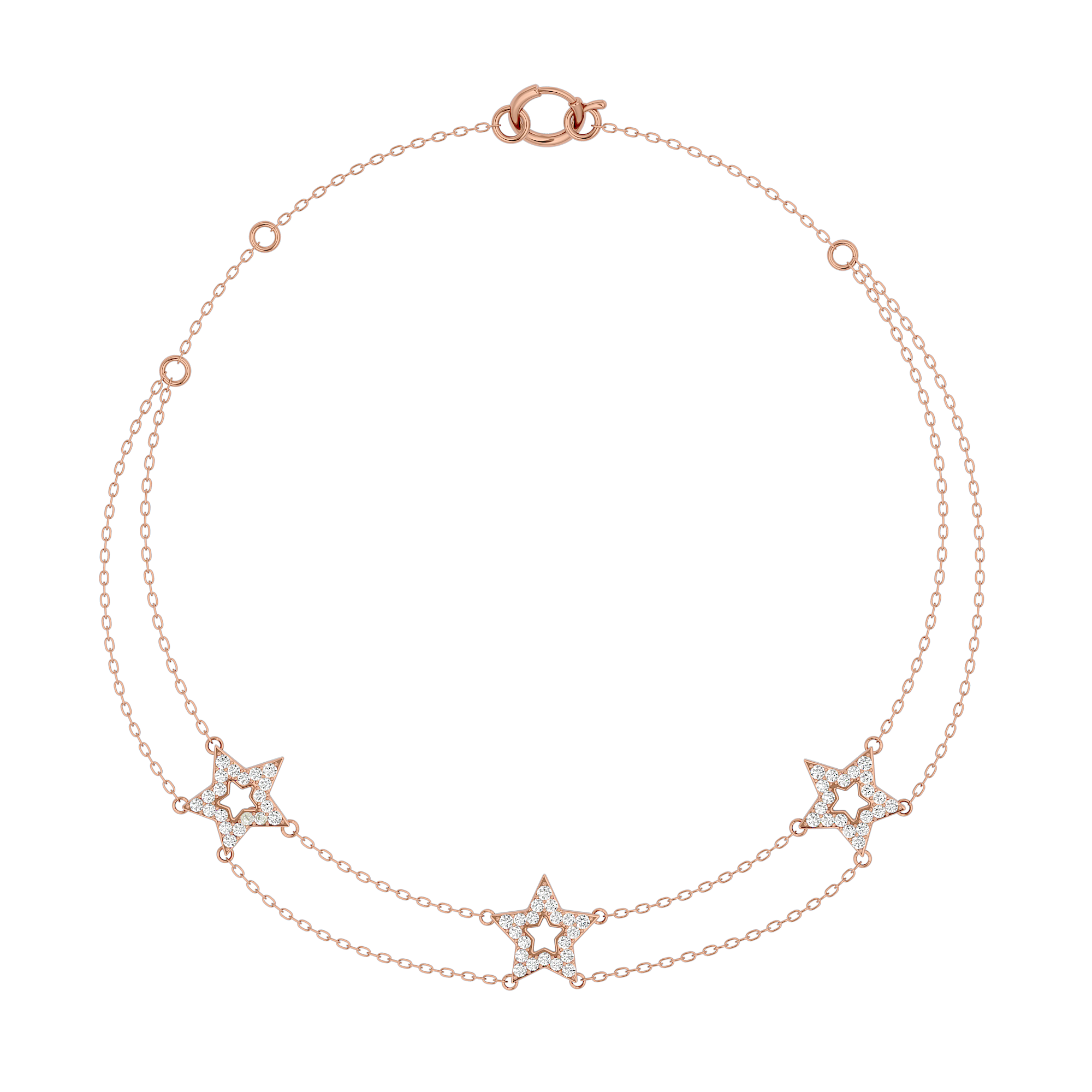Solid Gold Diamond 3 Star Bracelet