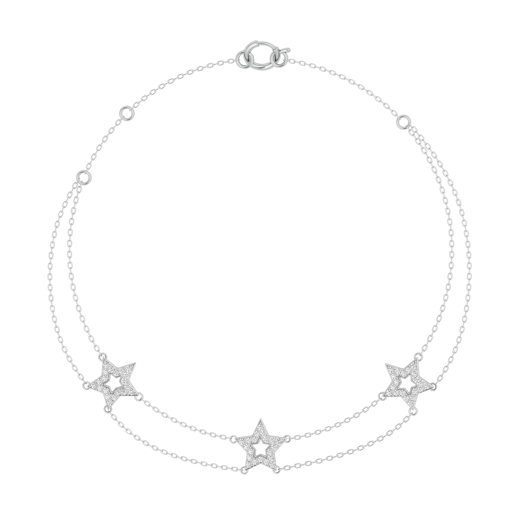 Solid Gold Diamond 3 Star Bracelet
