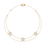 Solid Gold Diamond 3 Star Bracelet
