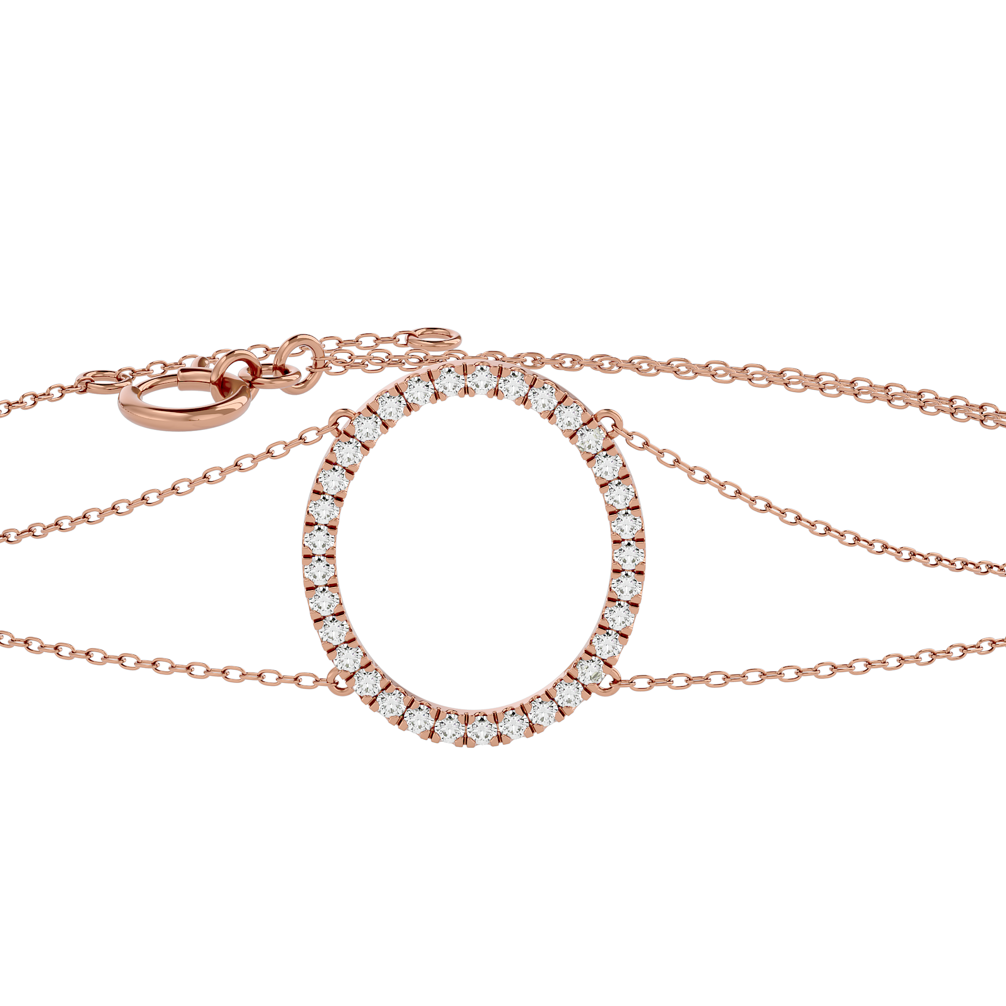 Solid Gold Diamond Oval Bracelet