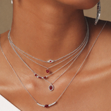 Solid Gold Diamond and Ruby Curved Bar Necklace