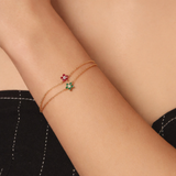 Solid Gold Ruby Diamond Floral Bracelet