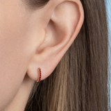 Solid Gold Ruby Huggie Earrings