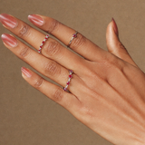Solid Gold Ruby Diamond Thin Stacking Ring
