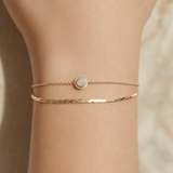 Solid Gold Opal Halo Bracelet